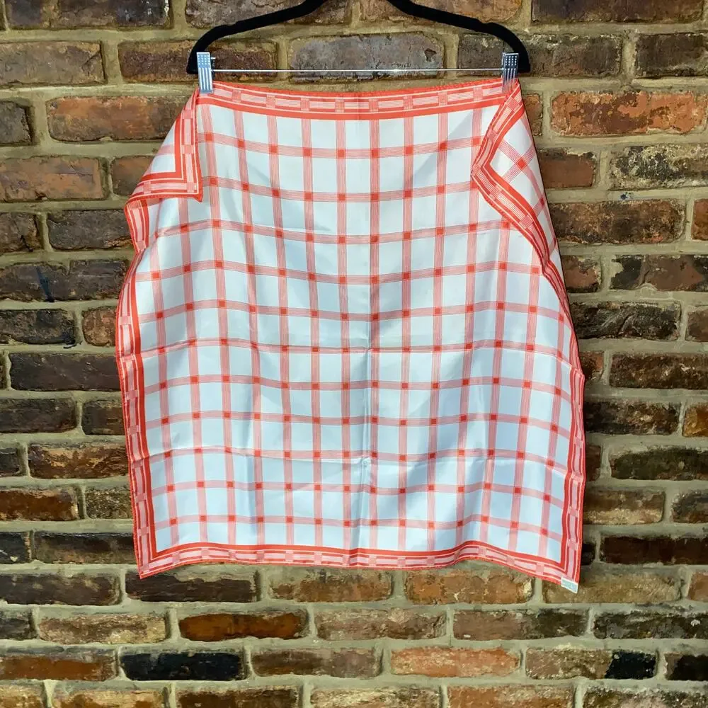 Vintage Red & White Plaid Square Scarf Women's